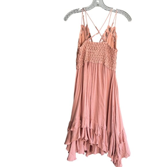 Free People One Lace Crochet Adella Slip Dress Women Medium Nude Pink - Picture 3 of 11